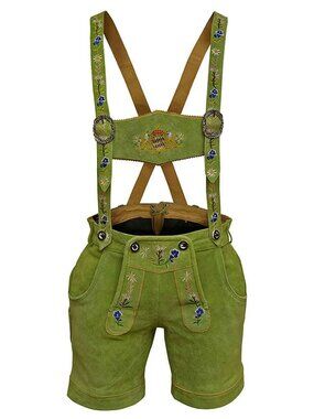 Green Bavarian Lederhosen Women’s  Oktoberfest Costume Outfit Size 38